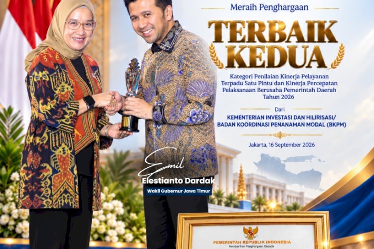 East Java Province Secures Second Best Award at 2026 Investment Service Awards