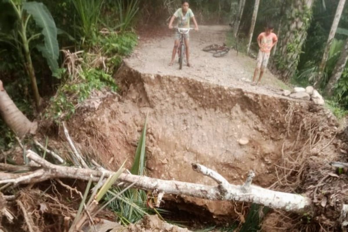Bridge providing access to irrigation and plantations severed by floods in Abdya
